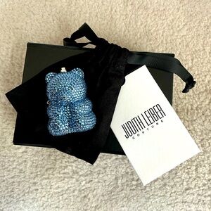 NEW IN BOX JUDITH LEIBER SAPPHIRE BLUE GUMMY MINI BEAR CRYSTAL PILL BOX CASE